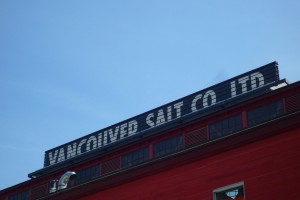 The Salt Building, South East False Creek, The Village on False Creek The Vancouver Salt Co. Ltd Sign on top of the red salt building in Southeast False Creek